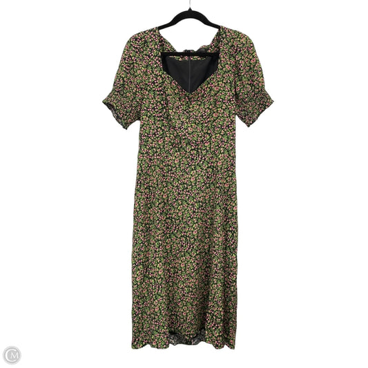 Dress Casual Midi By J. Crew In Green & Pink, Size: 8