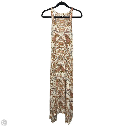 Dress Casual Maxi By Lucky Brand In Cream & Orange, Size: L