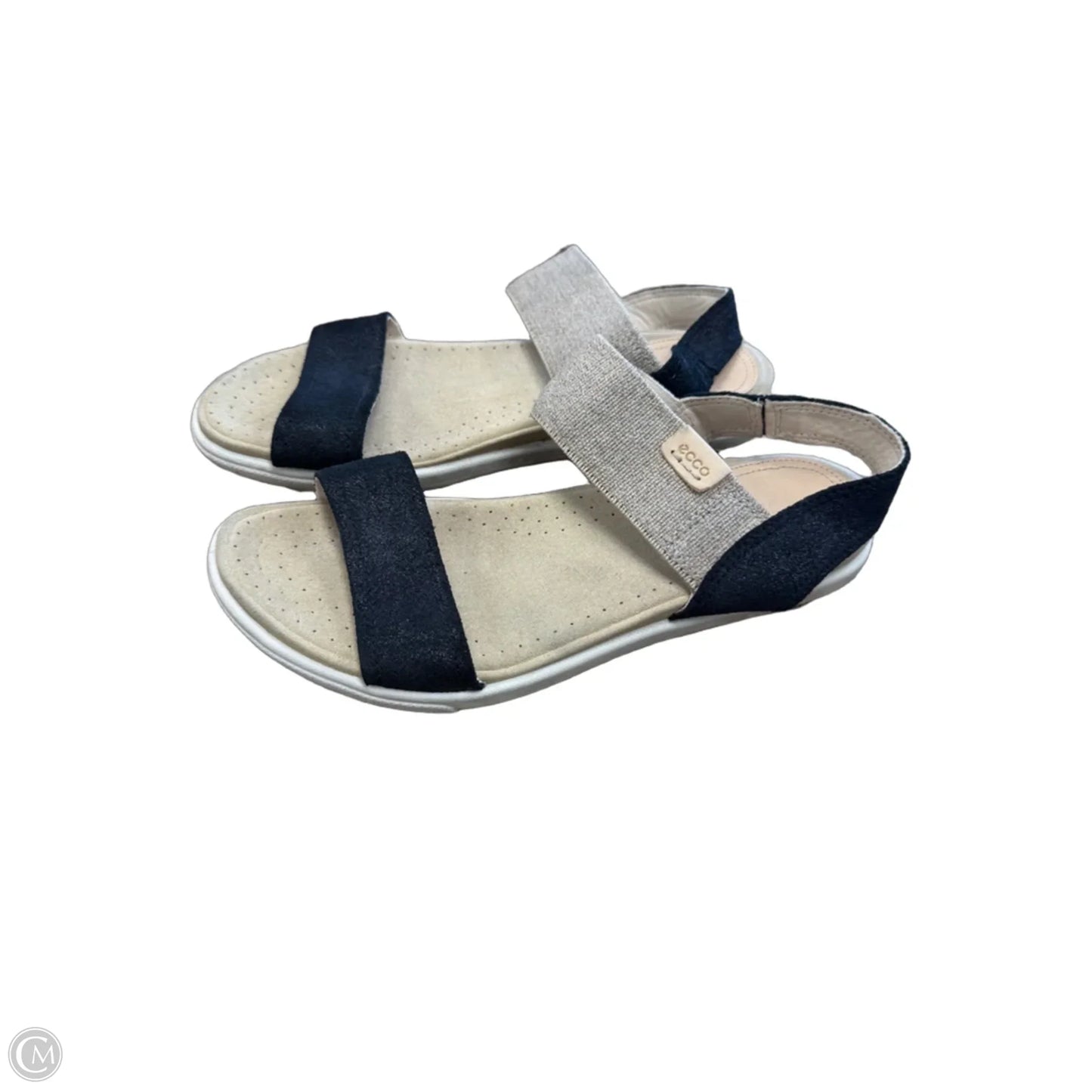 Sandals Flats By Ecco In Black & Tan, Size: 7