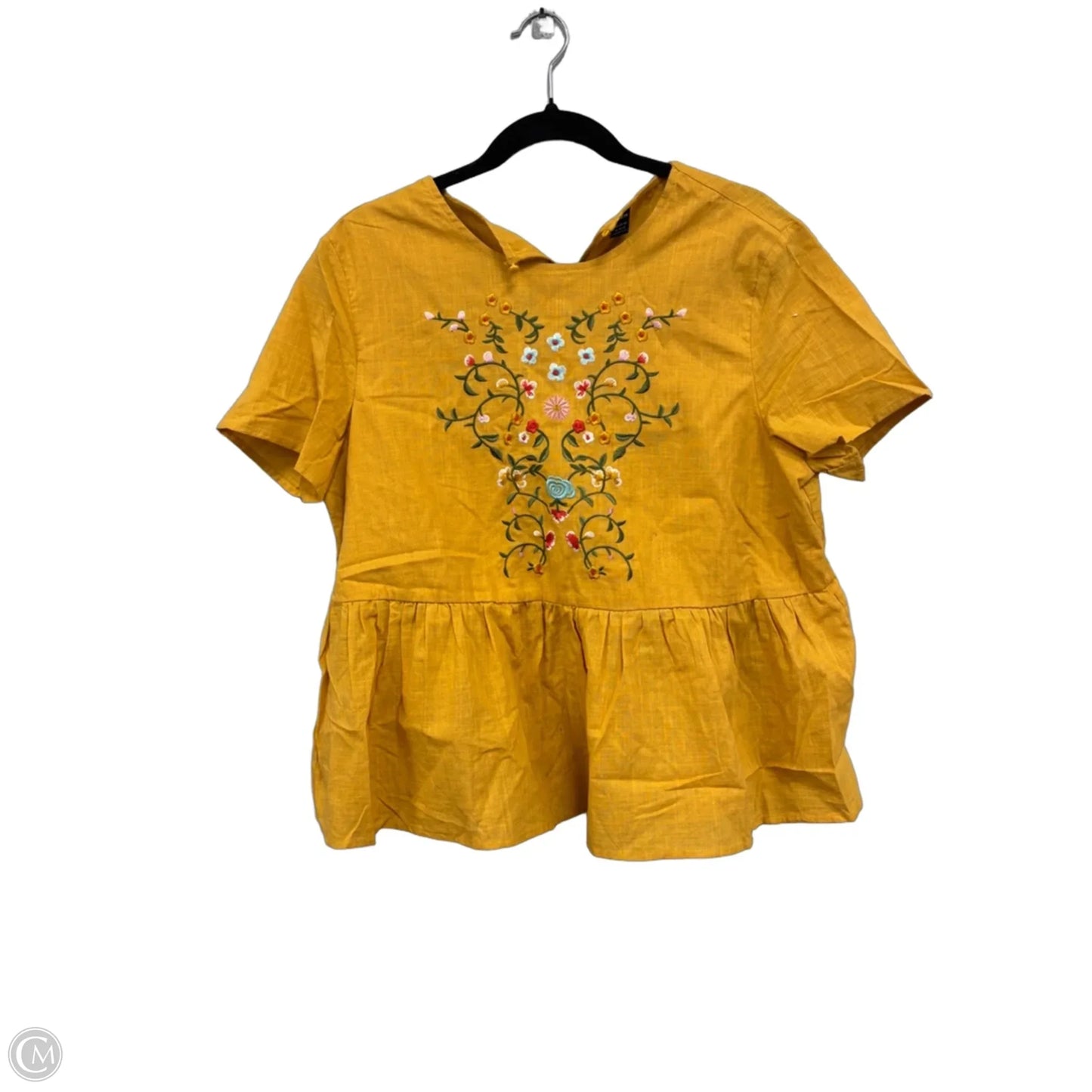 Top Short Sleeve By Shein In Gold & Green, Size: Xl