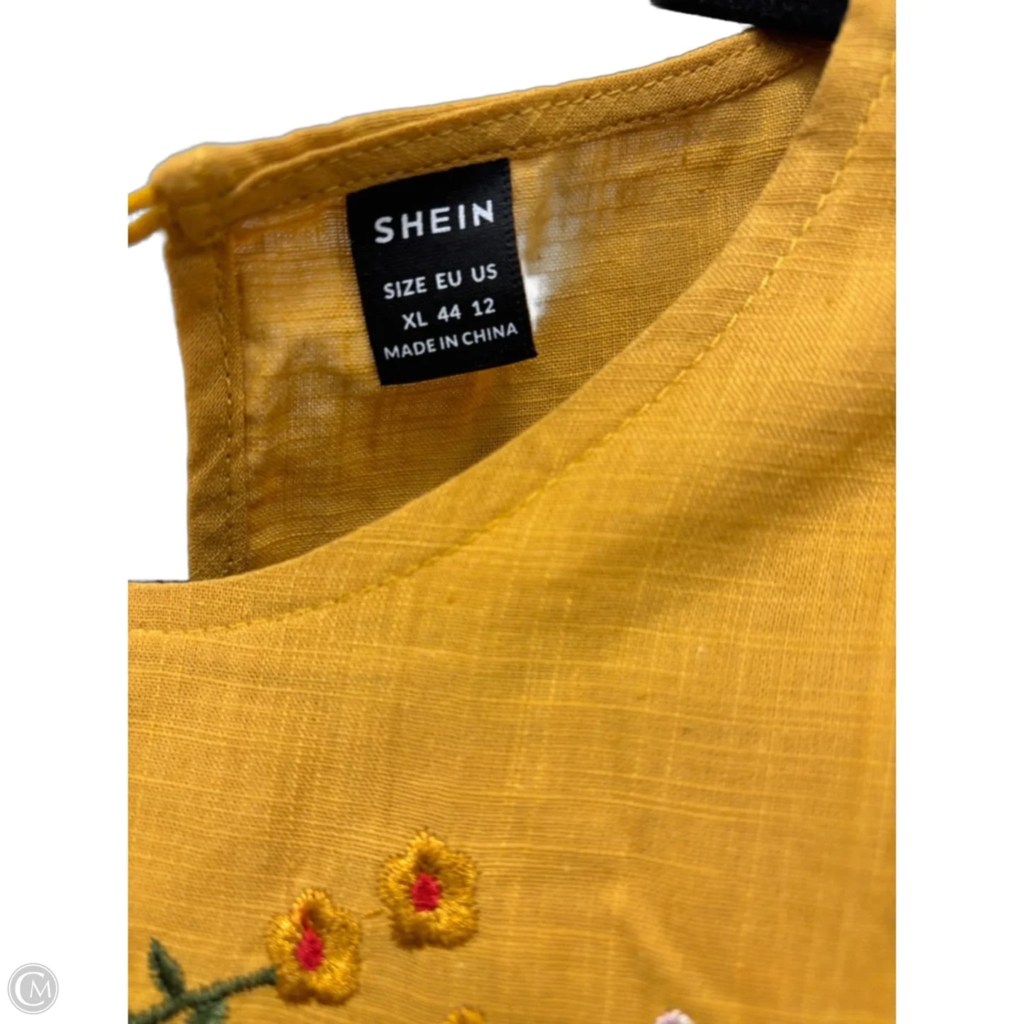 Top Short Sleeve By Shein In Gold & Green, Size: Xl