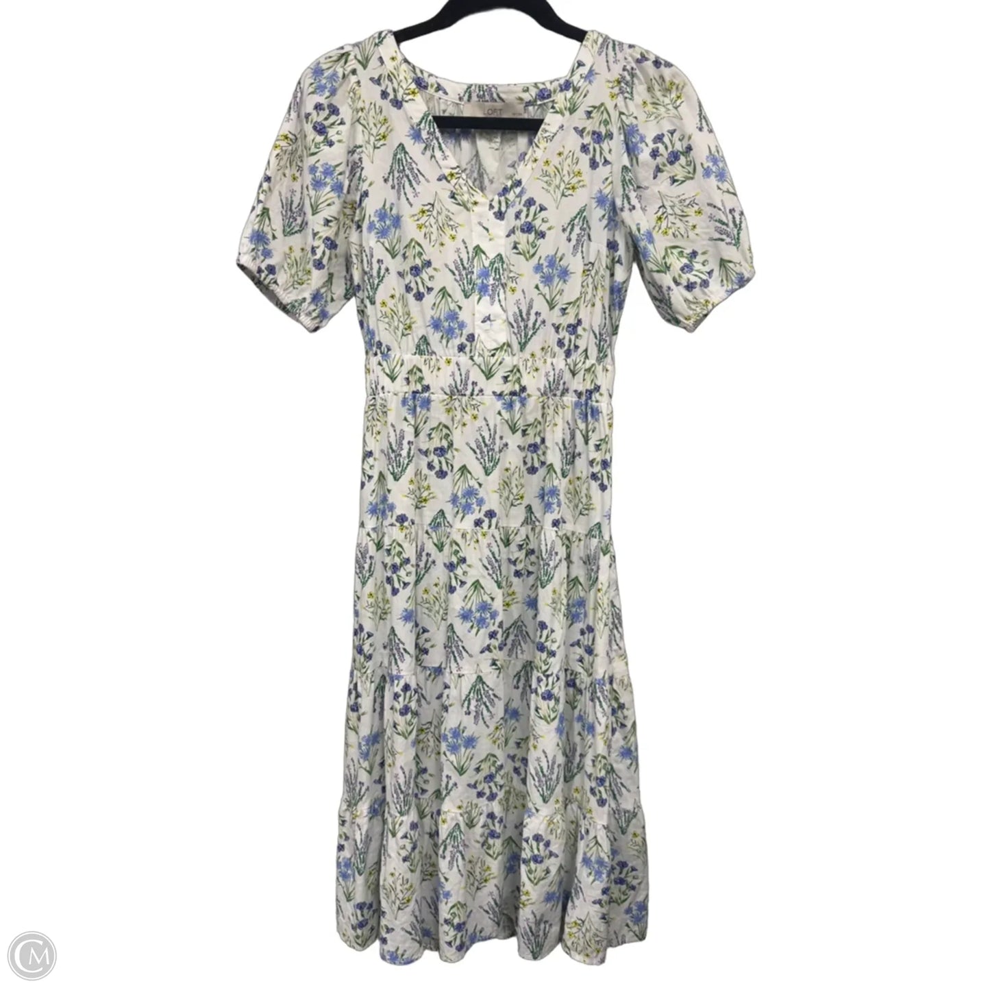 Dress Casual Midi By Loft In Blue & White, Size: Xsp