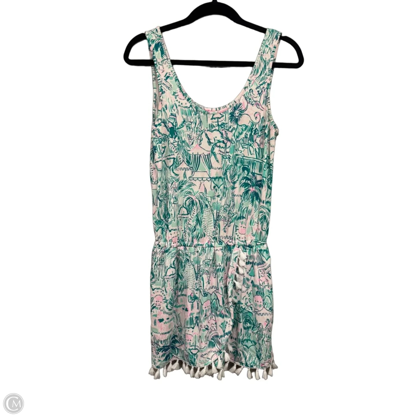 Romper Designer By Lilly Pulitzer In Green & Pink, Size: S