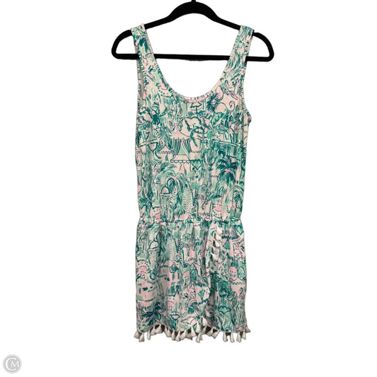 Romper Designer By Lilly Pulitzer In Green & Pink, Size: S