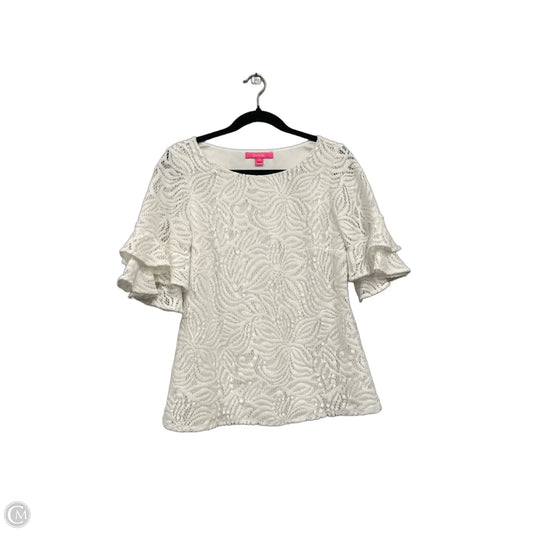 Top Short Sleeve Designer By Lilly Pulitzer In White, Size: M