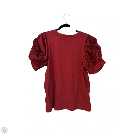 Top Short Sleeve By Express In Maroon, Size: L