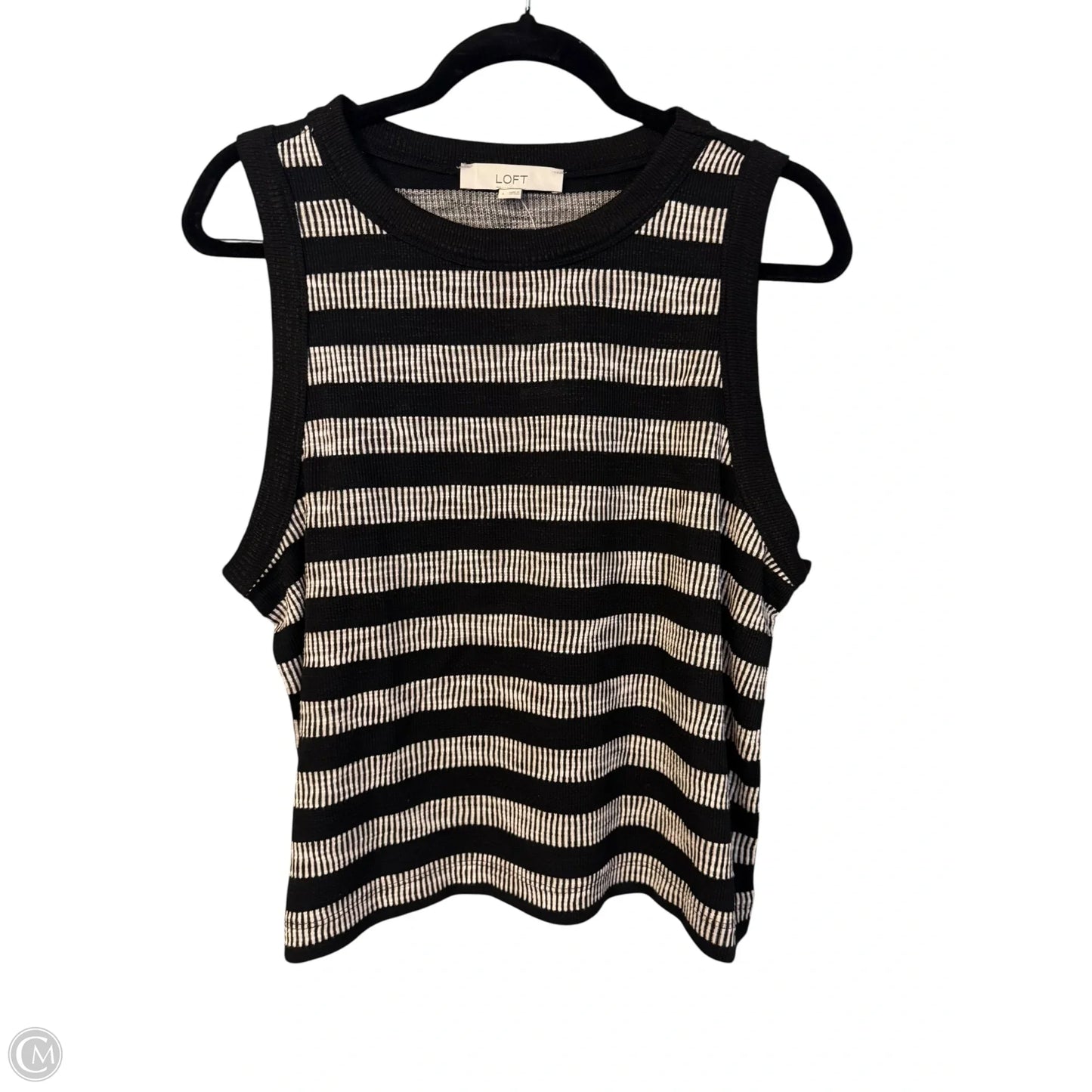 Top Sleeveless By Loft In Black & White, Size: L