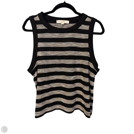 Top Sleeveless By Loft In Black & White, Size: L