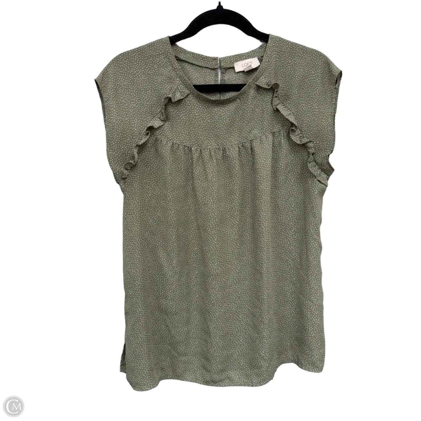 Top Short Sleeve By Loft In Green & White, Size: M