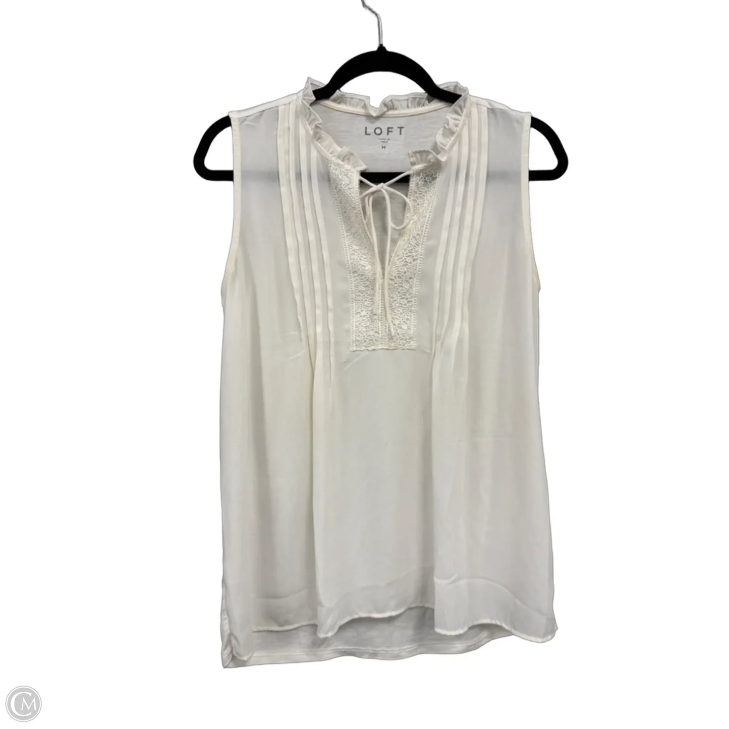 Top Sleeveless By Loft In Cream, Size: M