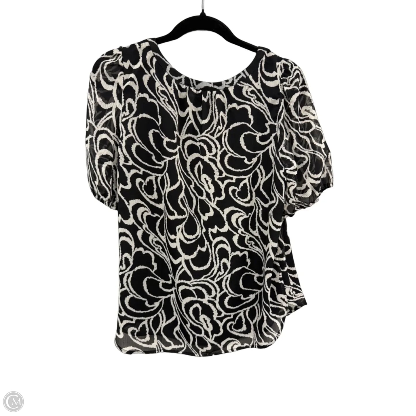 Top Short Sleeve By Loft In Black & Cream, Size: M