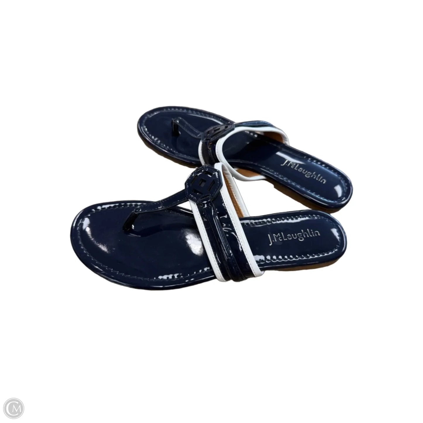 Sandals Flats By J Mclaughlin In Blue & White, Size: 8