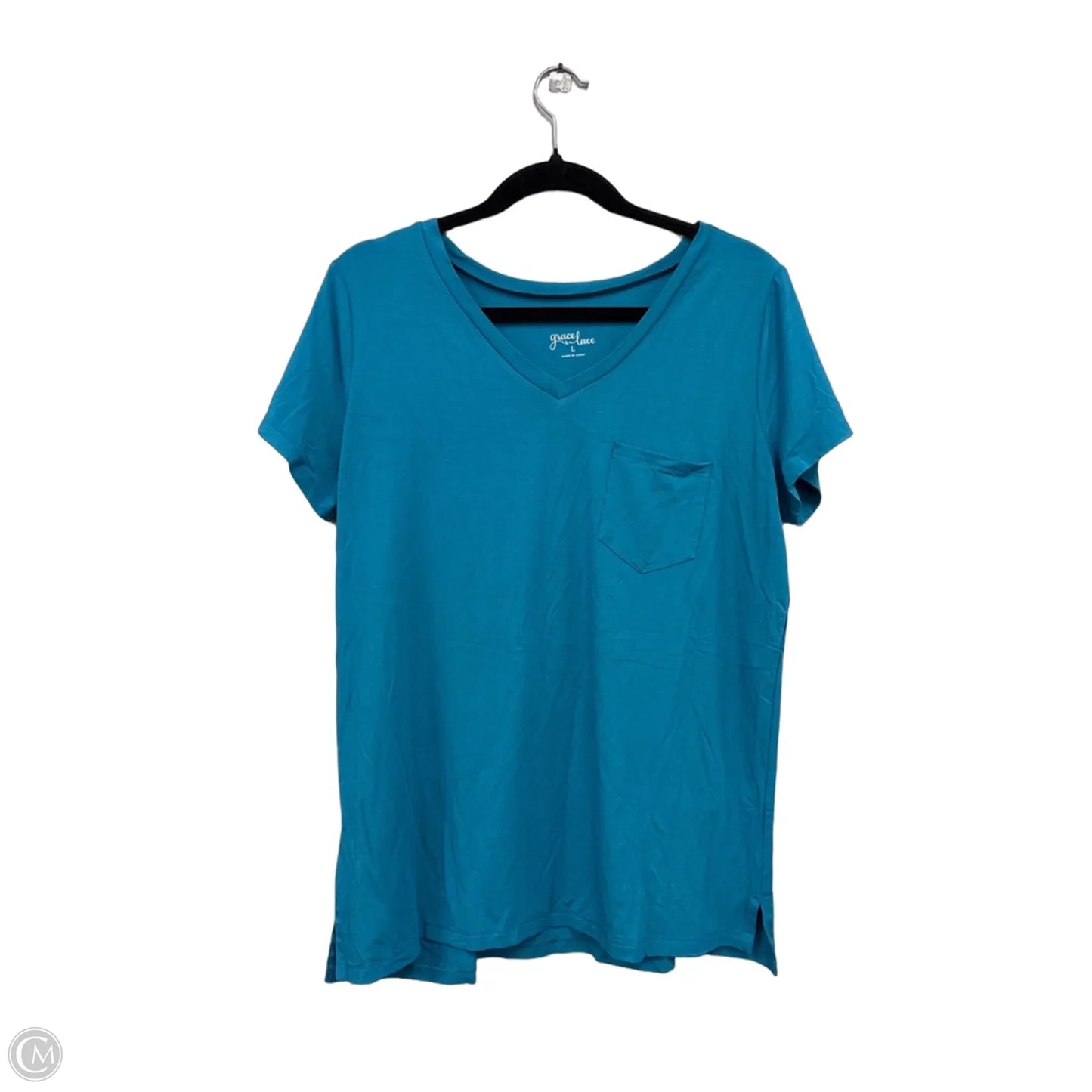 Top Short Sleeve Basic By Grace & Lace In Blue, Size: L