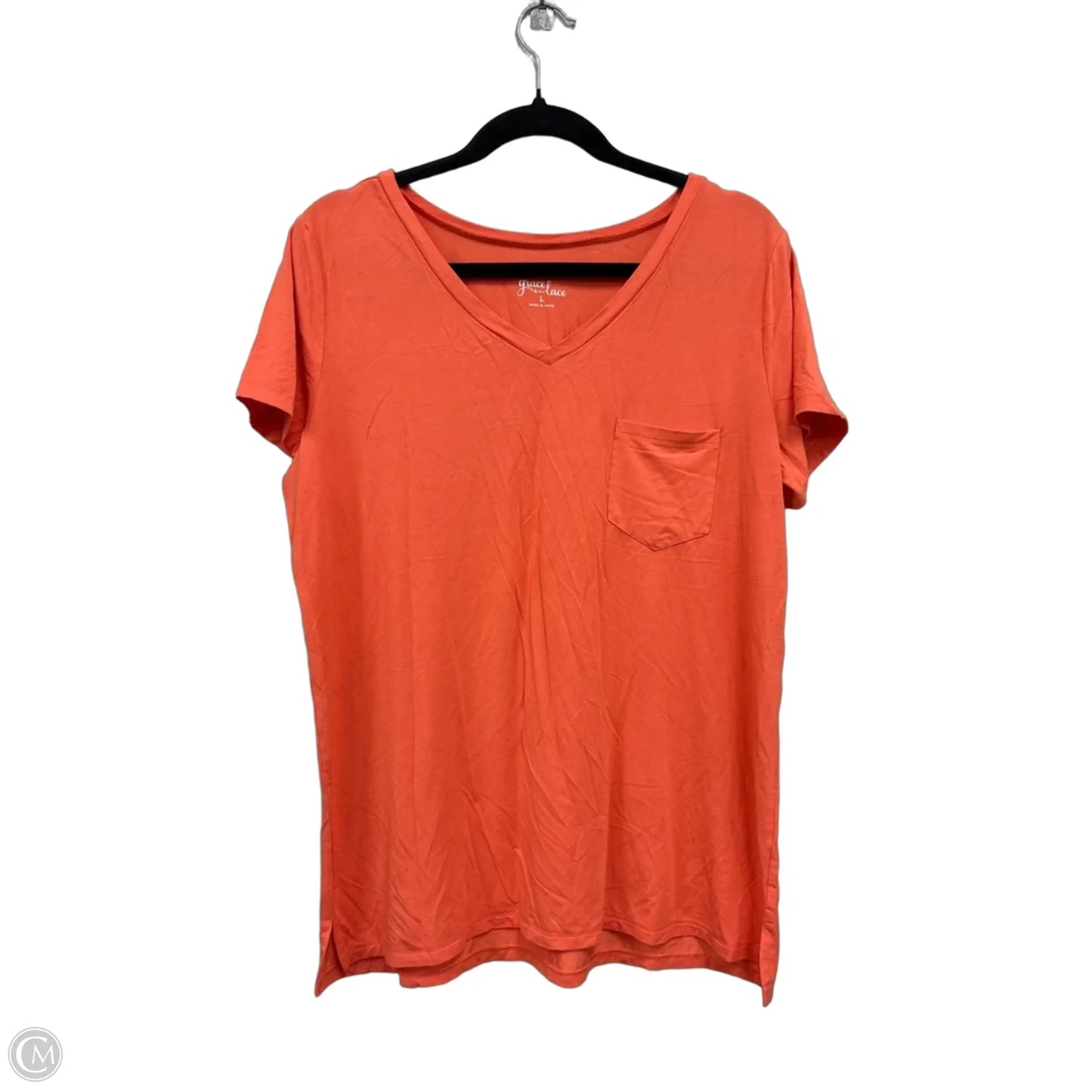 Top Short Sleeve Basic By Grace & Lace In Coral, Size: L