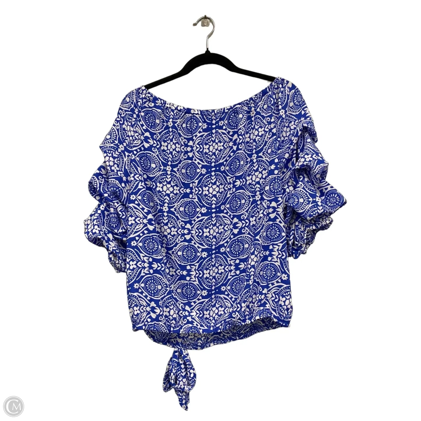 Top Short Sleeve By Cece In Blue & White, Size: L