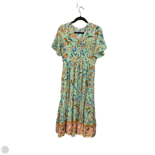 Dress Casual Midi By Clothes Mentor In Green & Orange, Size: M