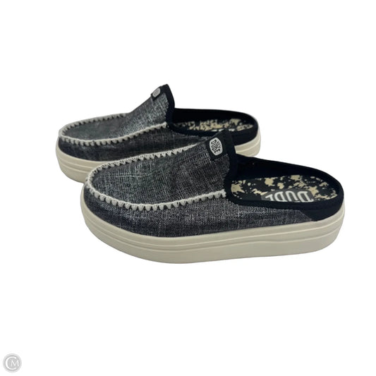 Shoes Heels Platform By Hey Dude In Black & Silver, Size: 7
