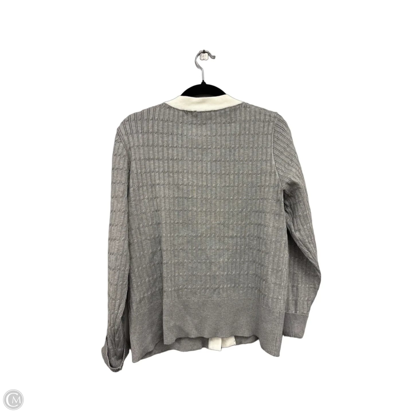 Sweater Cardigan By Adrianna Papell In Cream & Grey, Size: Xl