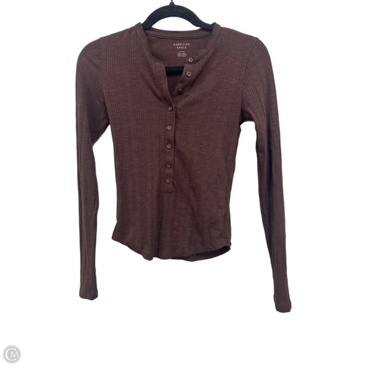 Top Long Sleeve Basic By American Eagle In Brown, Size: S