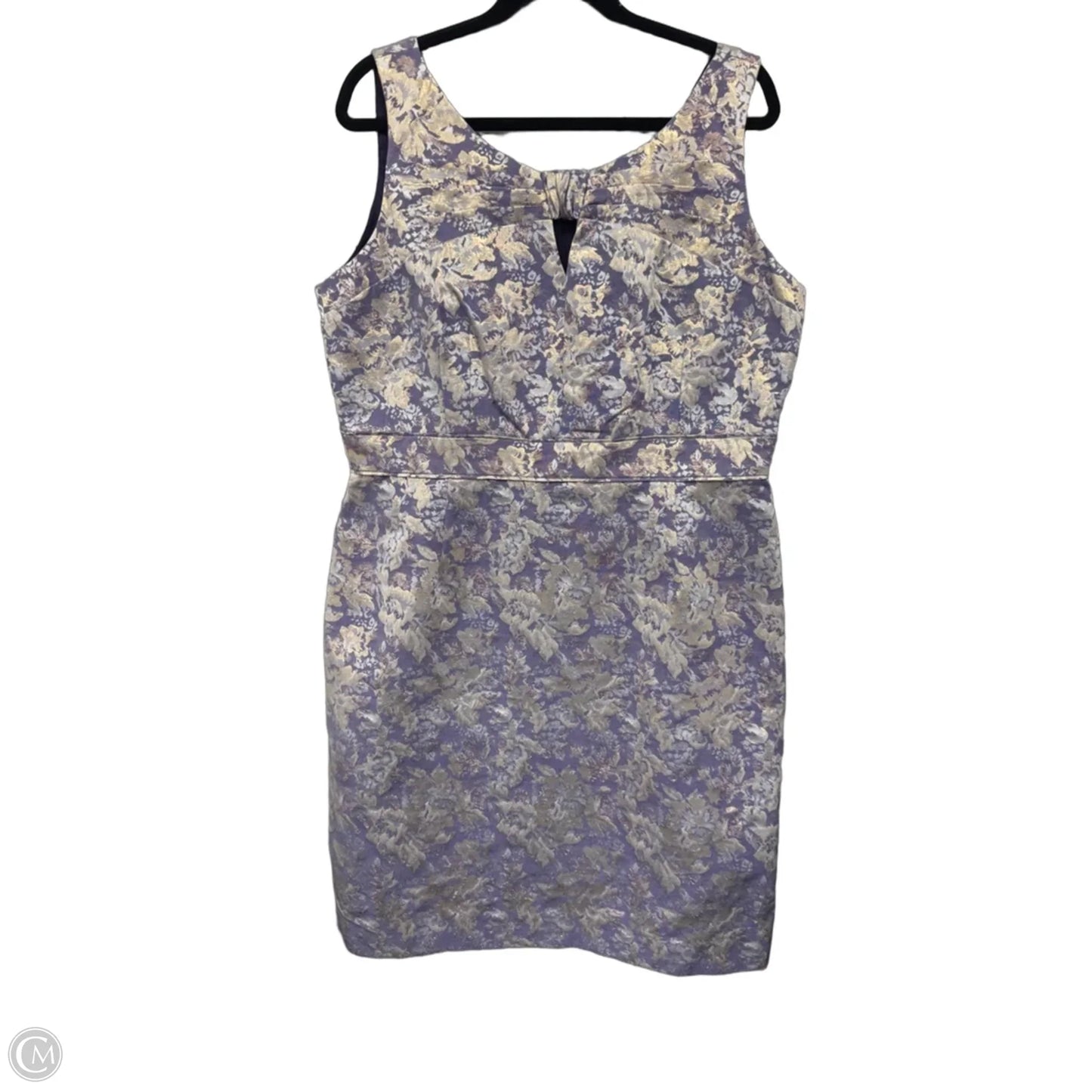 Dress Casual Midi By Tahari In Gold & Purple, Size: 16