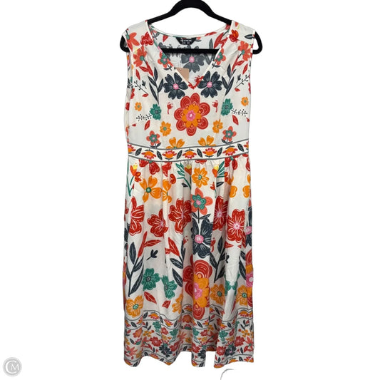 Dress Casual Maxi By Bloomchic In Cream & Orange, Size: 12