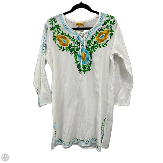 Swimwear Cover-up By Clothes Mentor In White & Yellow, Size: 1x