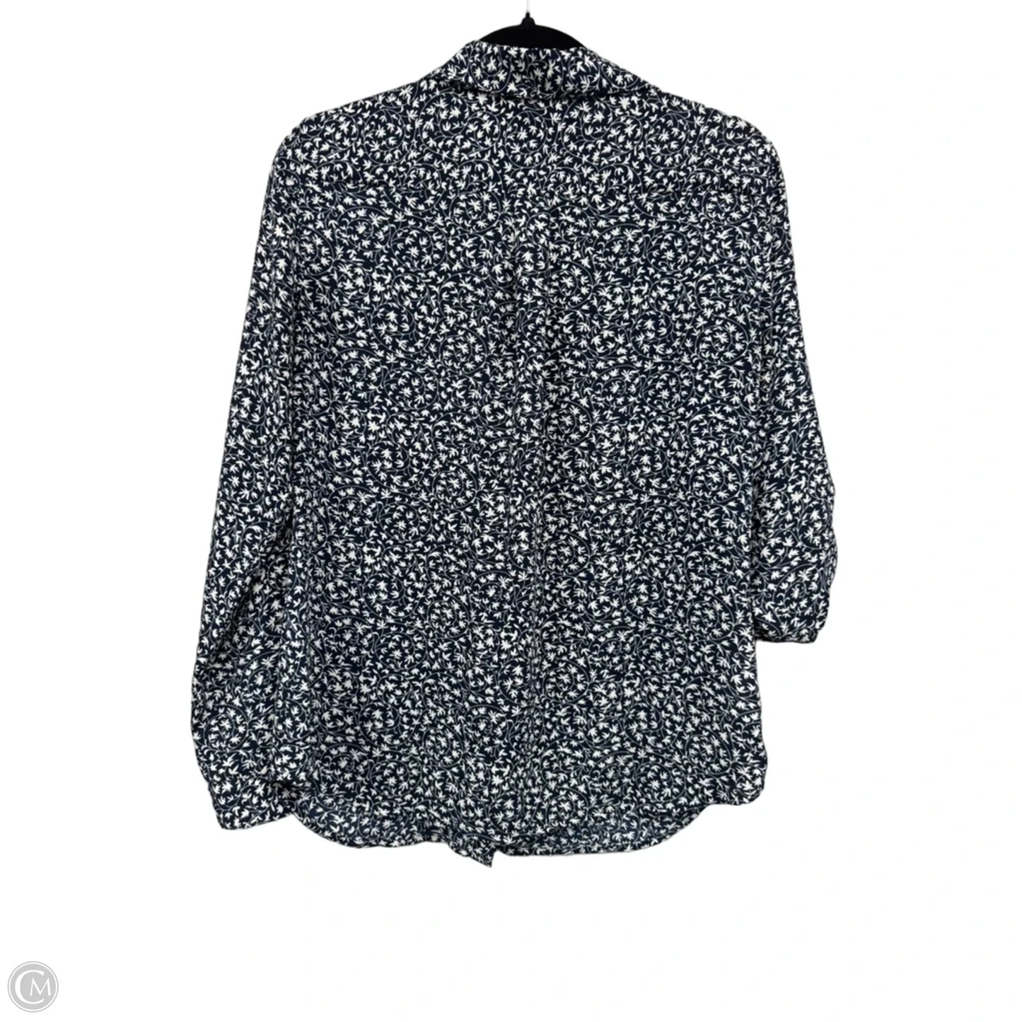 Top 3/4 Sleeve By Loft In Blue & White, Size: S