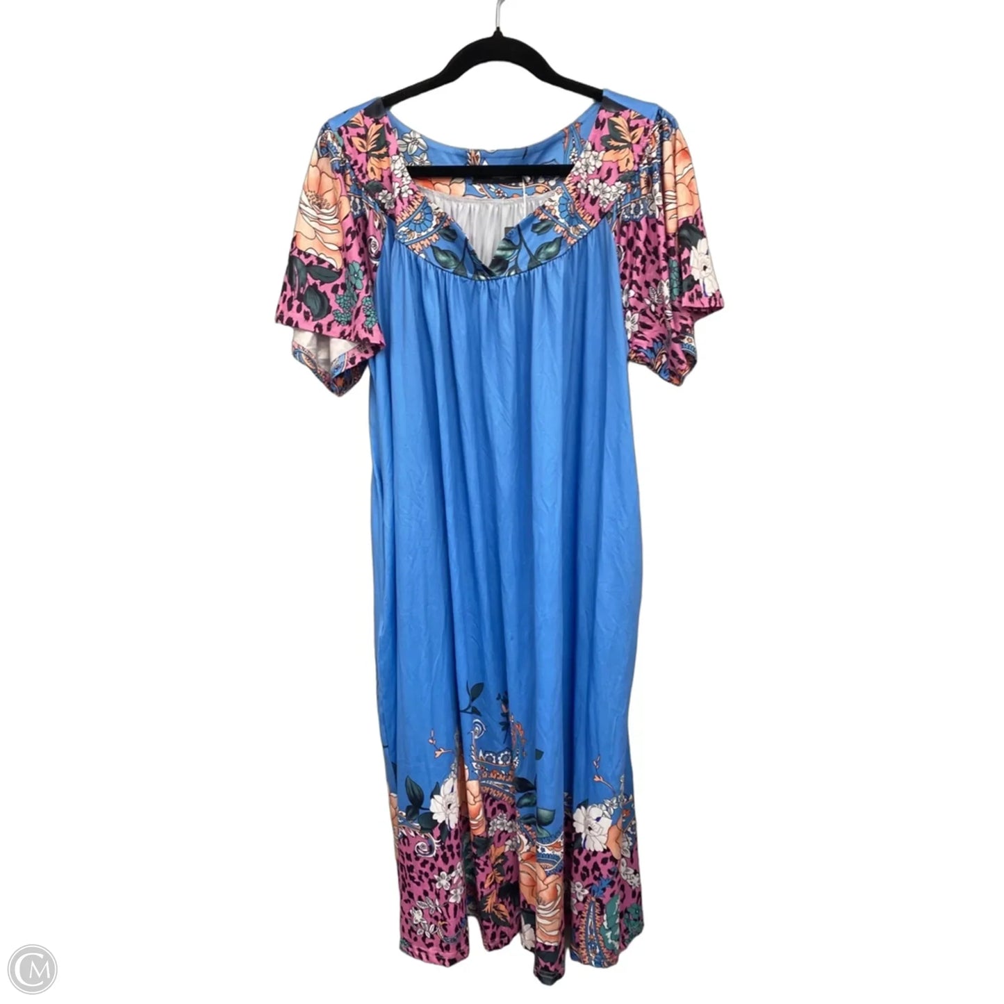 Dress Casual Midi By Clothes Mentor In Blue & Pink, Size: Xxl