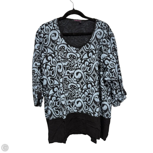 Top 3/4 Sleeve By Fresh Produce In Black & Blue, Size: 3x