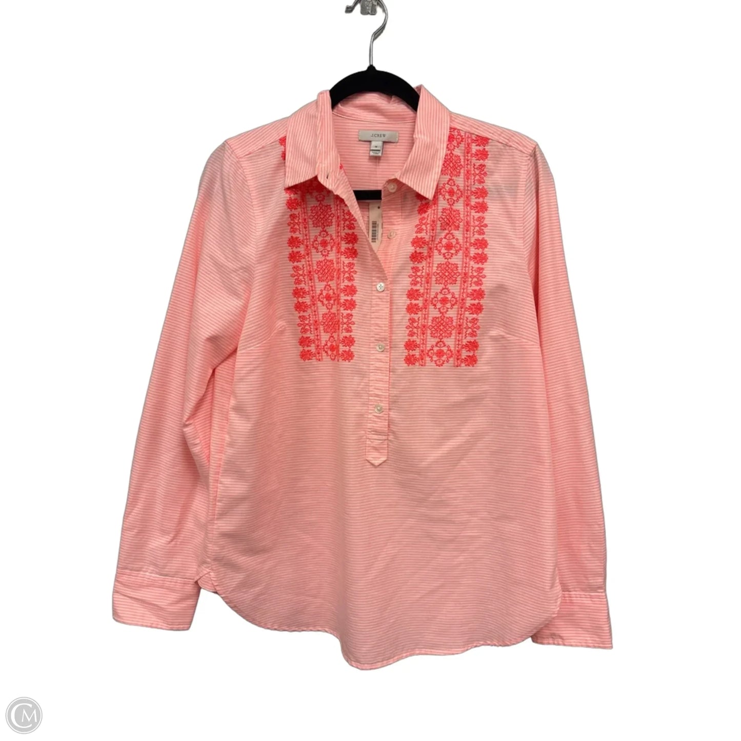 Top Long Sleeve By J. Crew In Orange & White, Size: 10