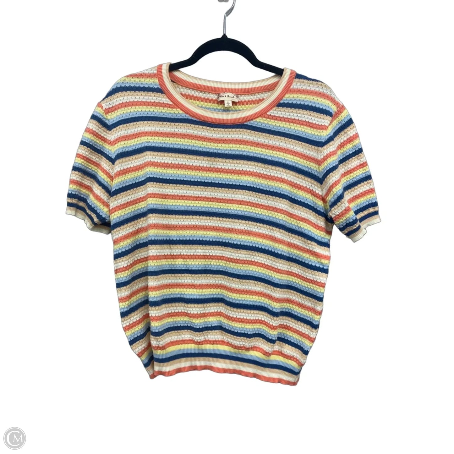 Sweater Short Sleeve By Hem & Thread In Blue & Orange, Size: L