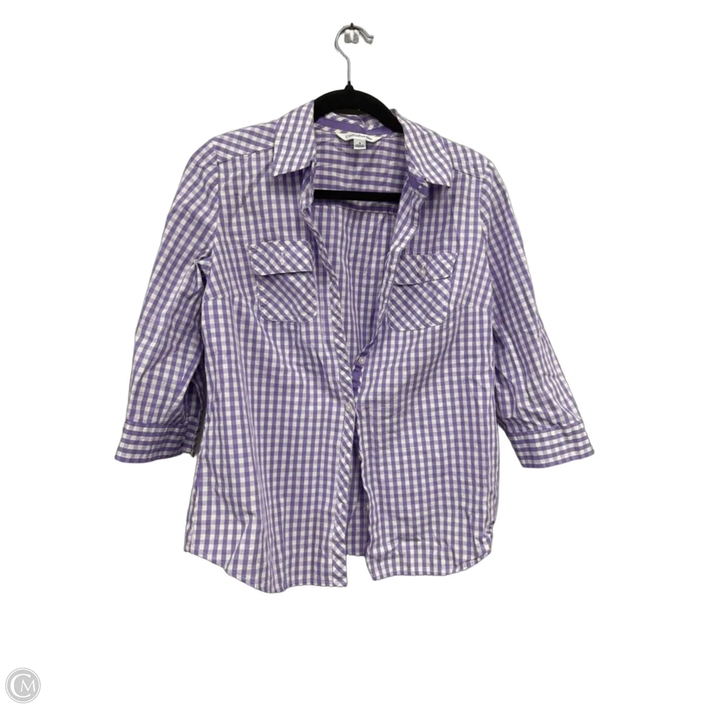 Top 3/4 Sleeve By Croft And Barrow In Purple & White, Size: S