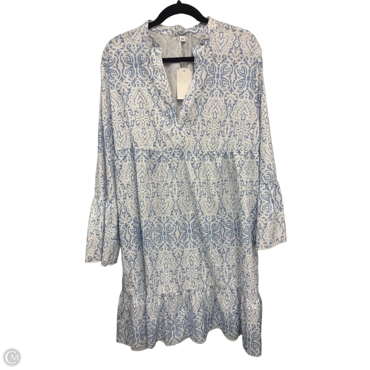 Dress Casual Short By Clothes Mentor In Blue & White, Size: Xxl