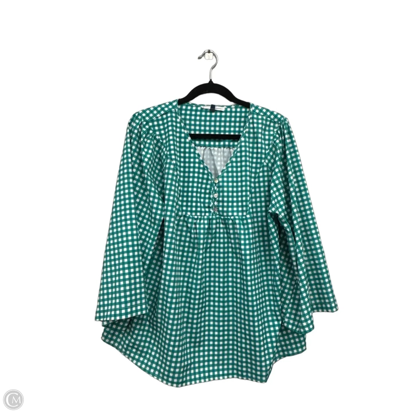 Top 3/4 Sleeve By Michelle Mcdowell In Green & White, Size: Xxl