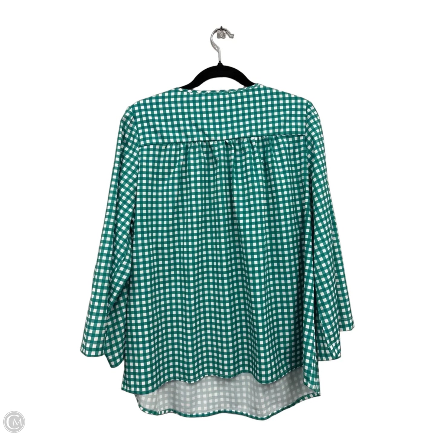 Top 3/4 Sleeve By Michelle Mcdowell In Green & White, Size: Xxl