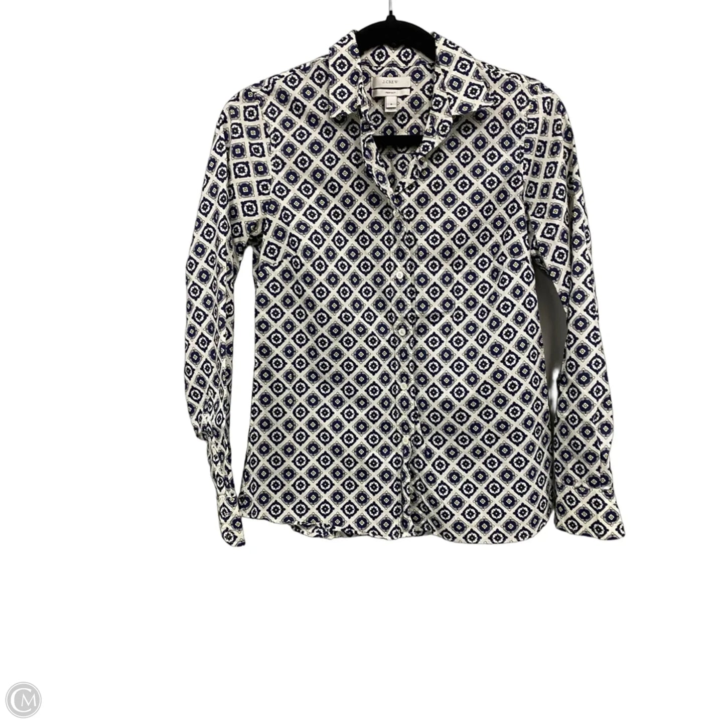 Top Long Sleeve By J. Crew In Blue & Cream, Size: 0