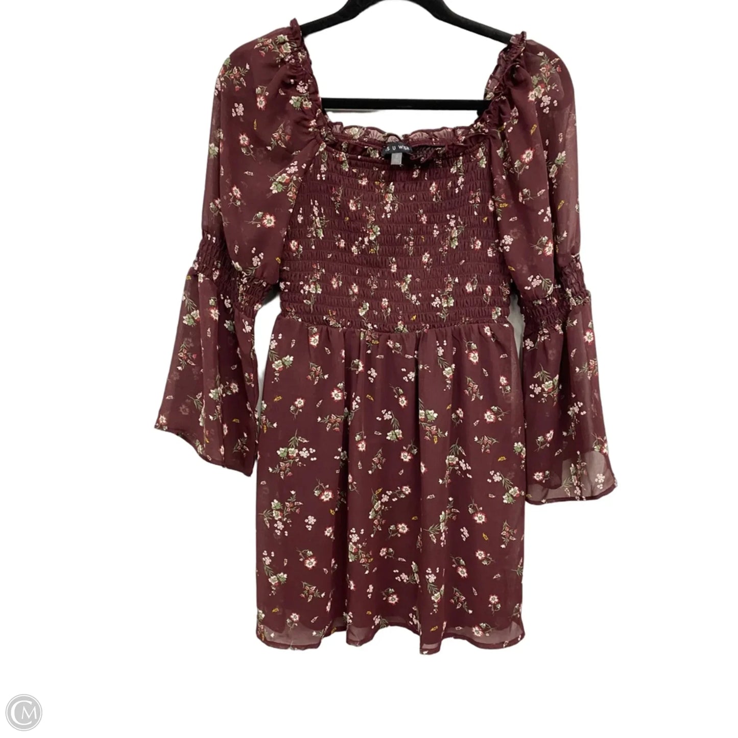 Dress Casual Short By As U Wish In Maroon, Size: S