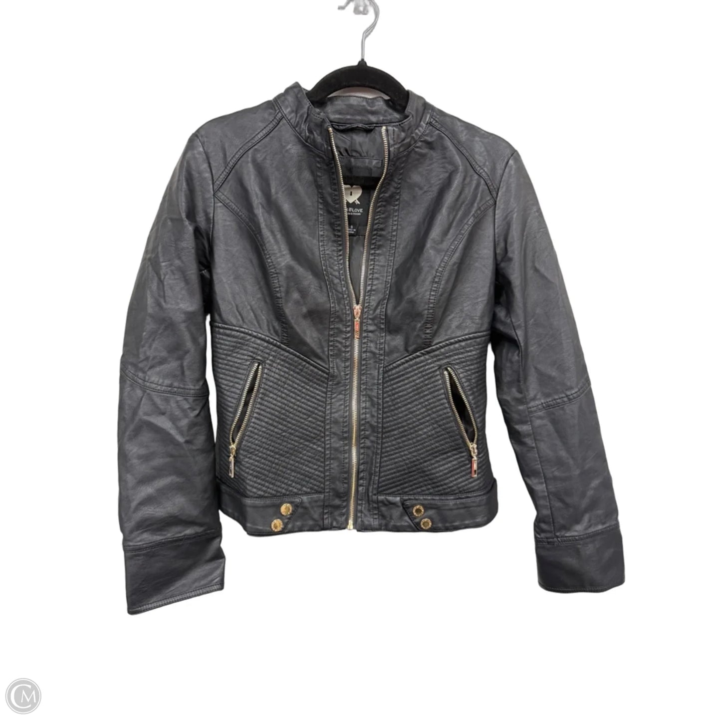 Jacket Moto By Clothes Mentor In Black, Size: S