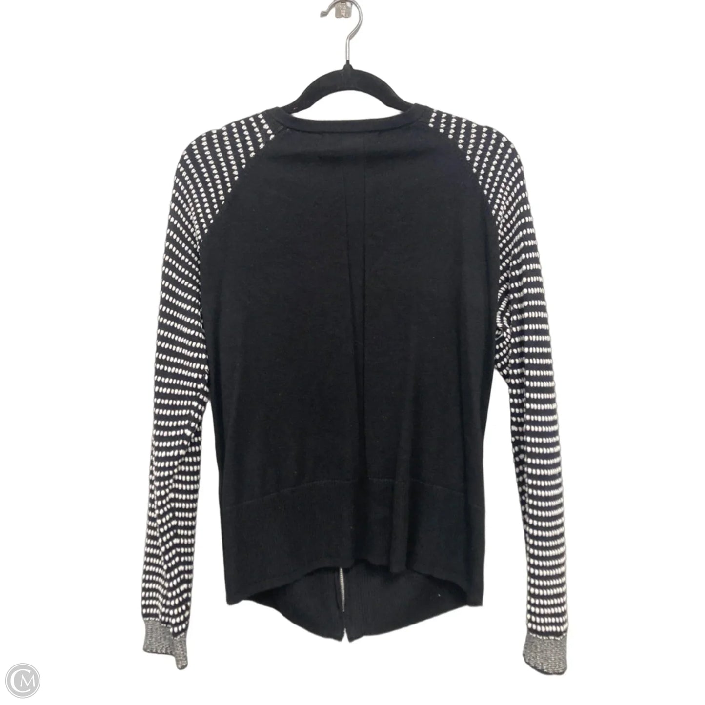 Sweater Cardigan By Peck And Peck In Black & White, Size: L