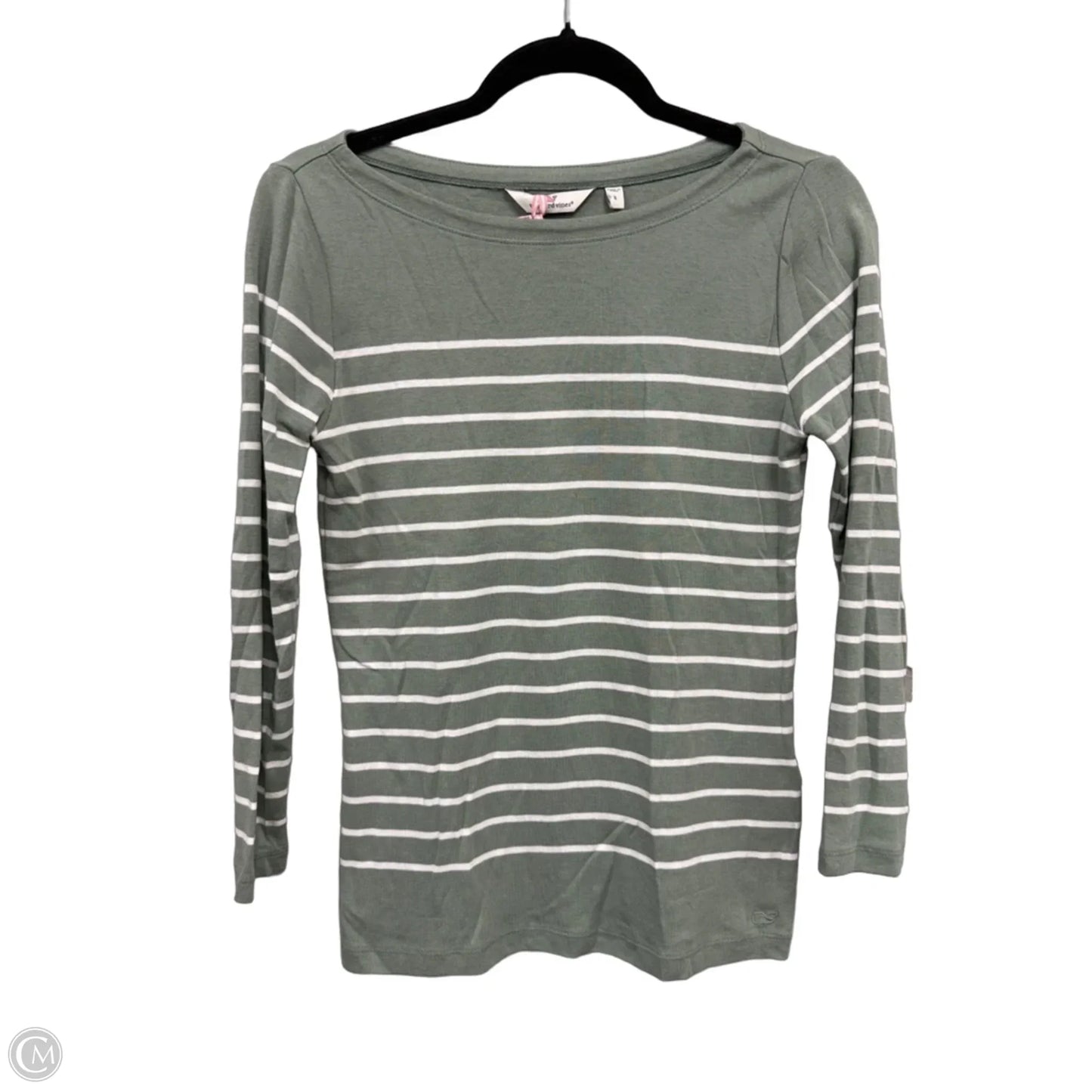 Top Long Sleeve By Vineyard Vines In Green & White, Size: S