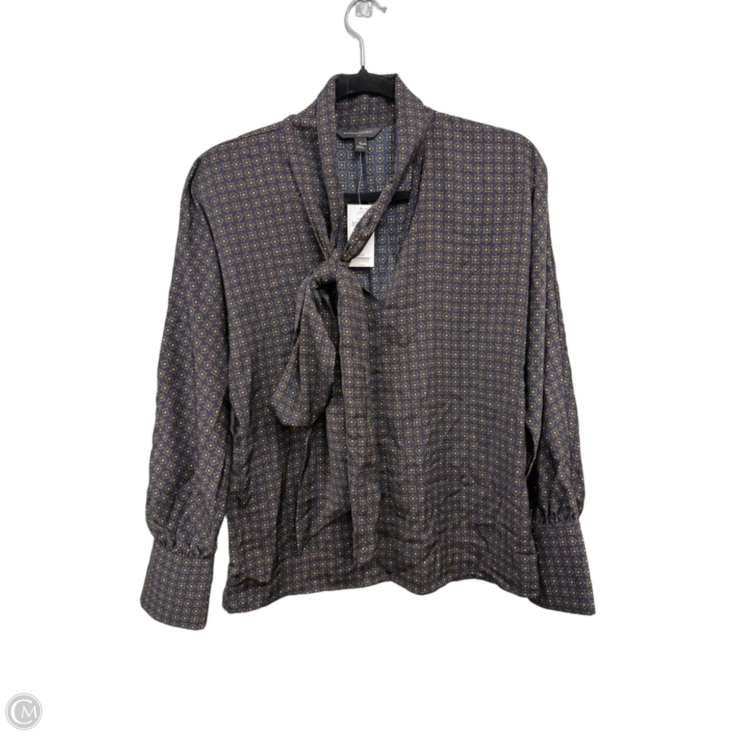 Blouse Long Sleeve By Banana Republic In Blue & Brown, Size: S