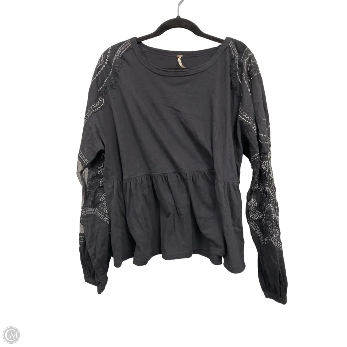 Top Long Sleeve By Free People In Black & Silver, Size: L