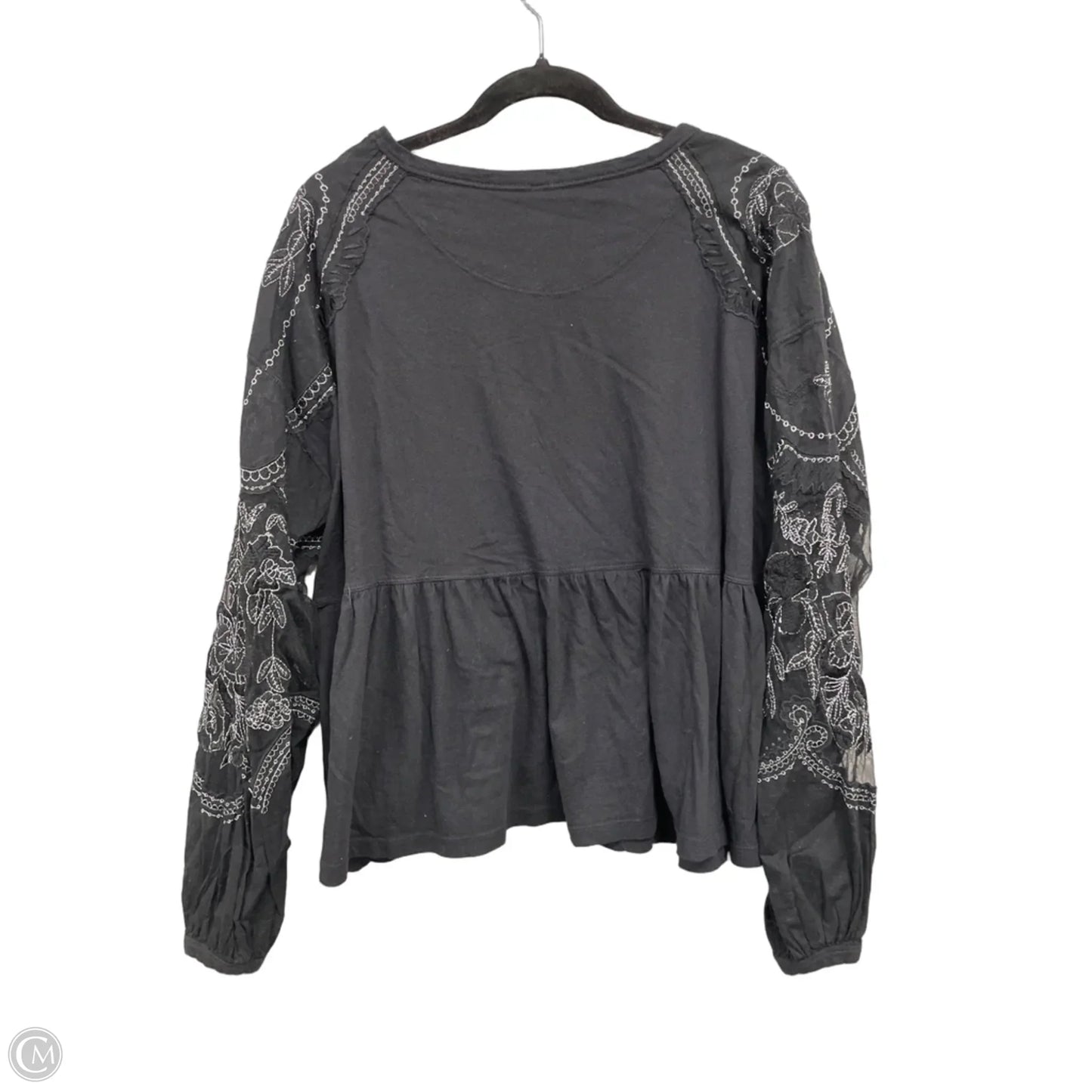 Top Long Sleeve By Free People In Black & Silver, Size: L