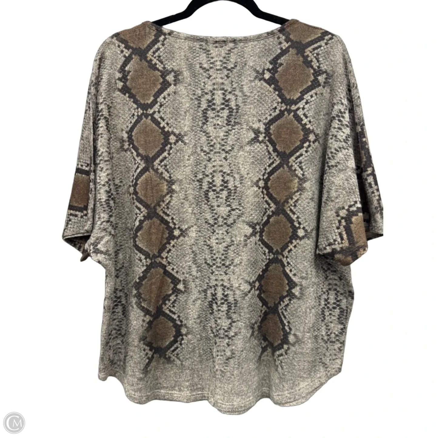 Top Short Sleeve By Ember In Brown & Grey, Size: M