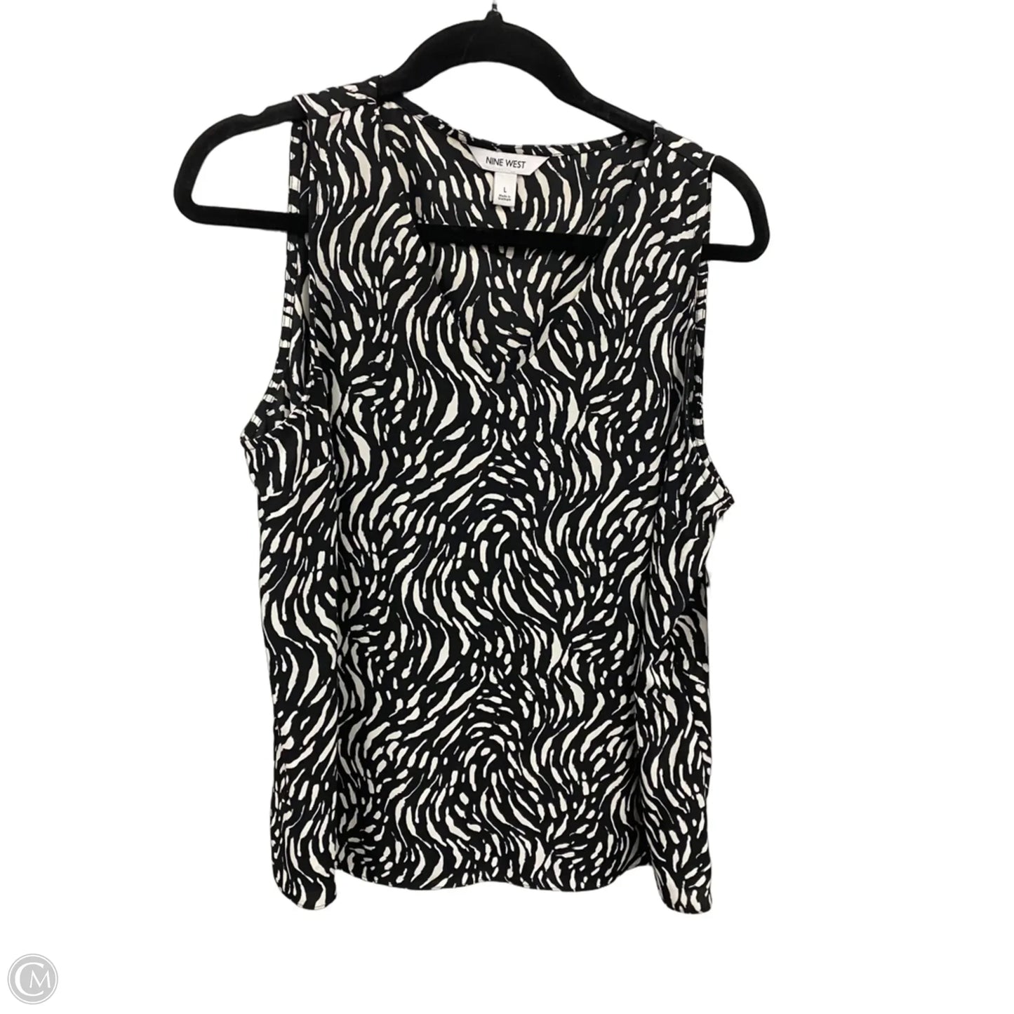 Top Sleeveless By Nine West In Black & Cream, Size: L