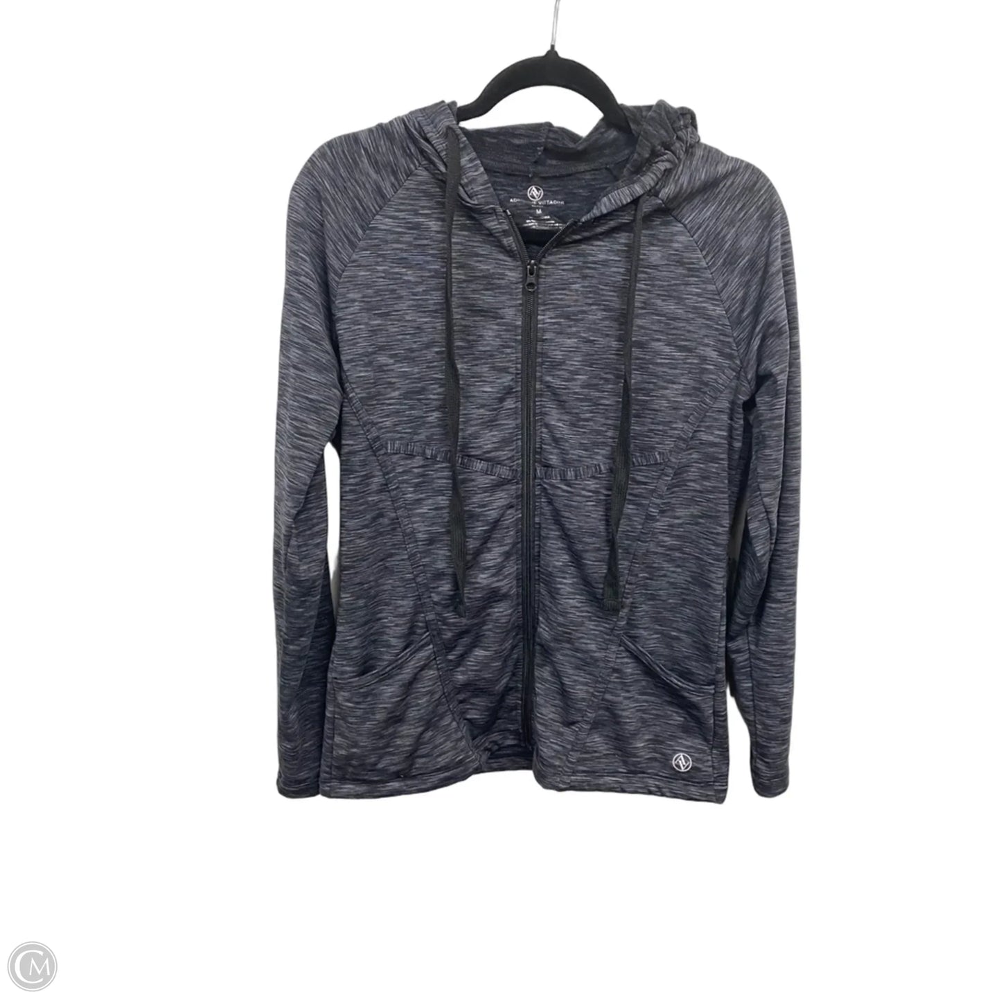 Athletic Jacket By Adrienne Vittadini In Black & White, Size: M