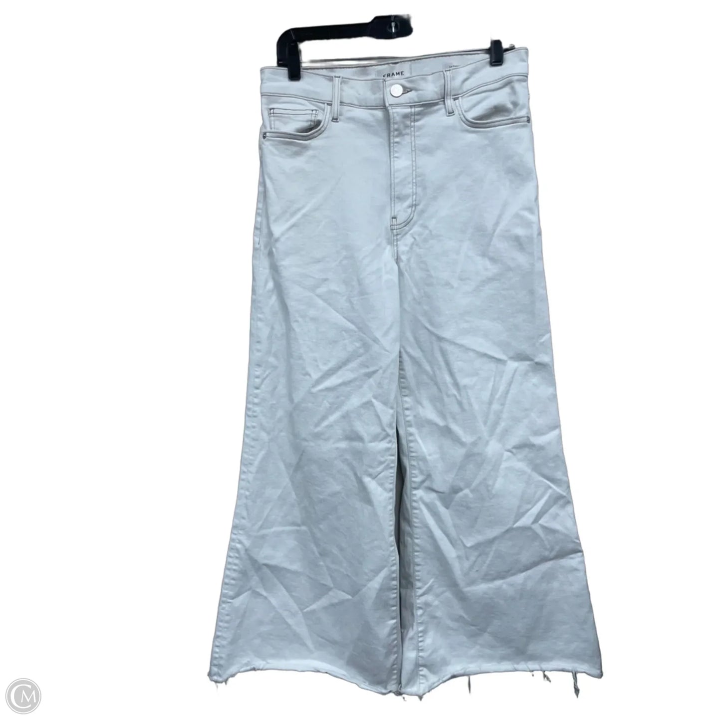 Jeans Wide Leg By Frame In White, Size: 10