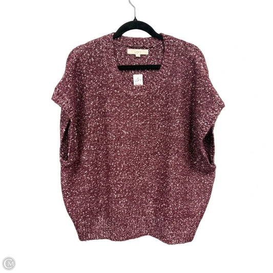 Sweater Short Sleeve By Loft In Maroon, Size: Xl