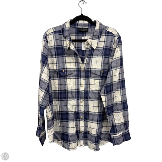 Top Long Sleeve By Lane Bryant In Blue & Cream, Size: 2x
