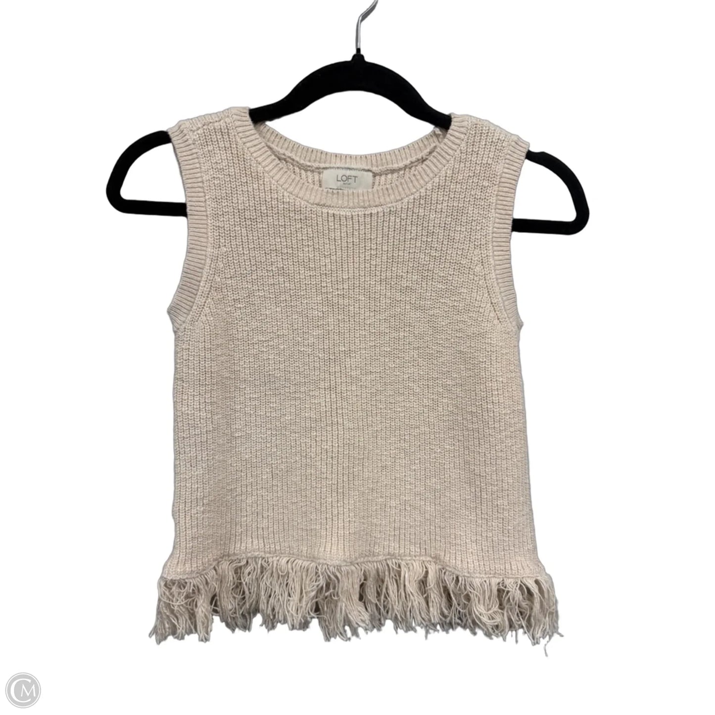Sweater Short Sleeve By Loft In Cream, Size: Xs